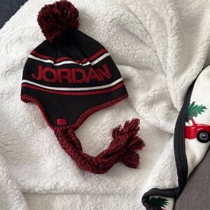 Jordan Black and Red Pom-Pom Beanie